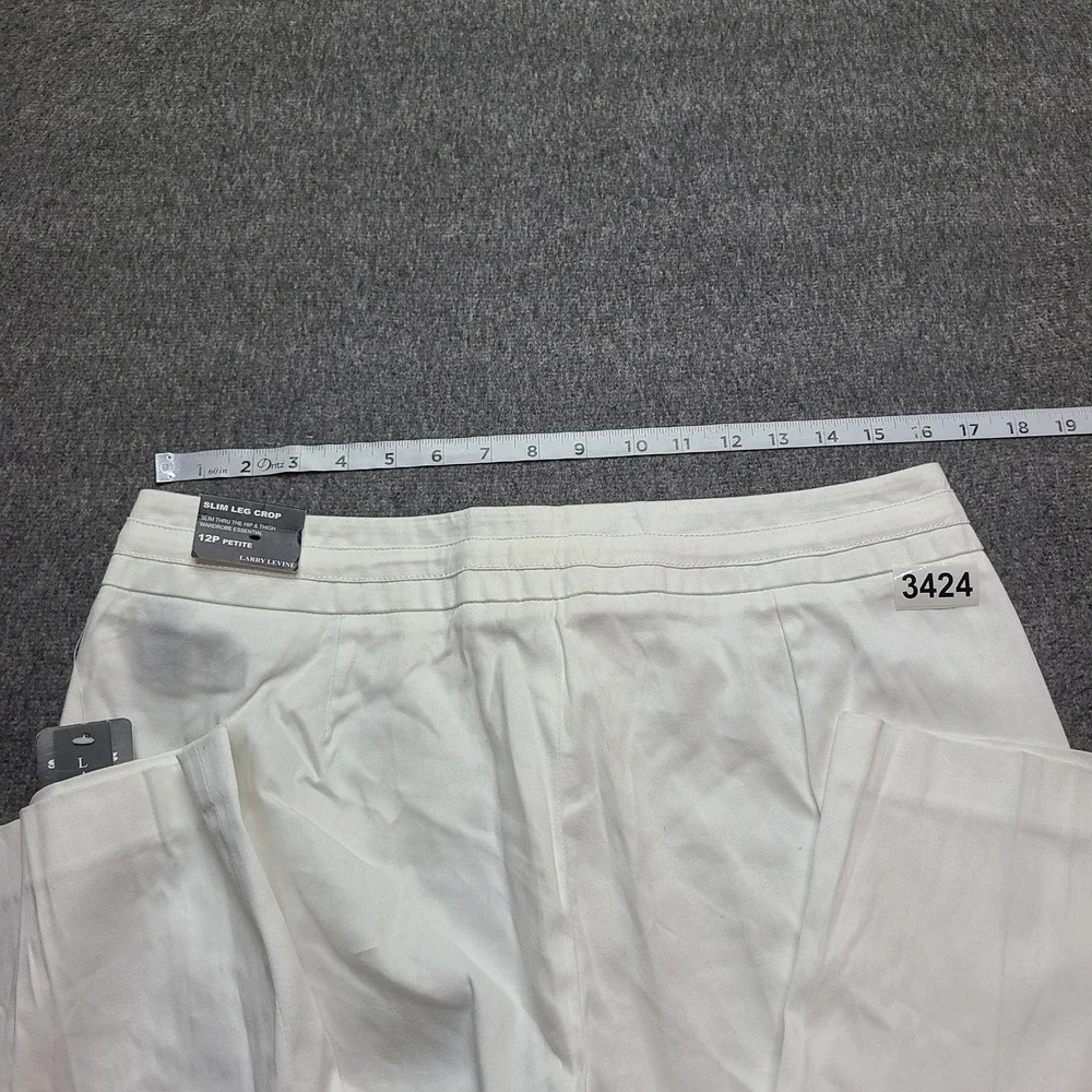 Larry Levine Slim Leg Crop Pants Women 12P‎ White New Slim Fit Petite Trousers